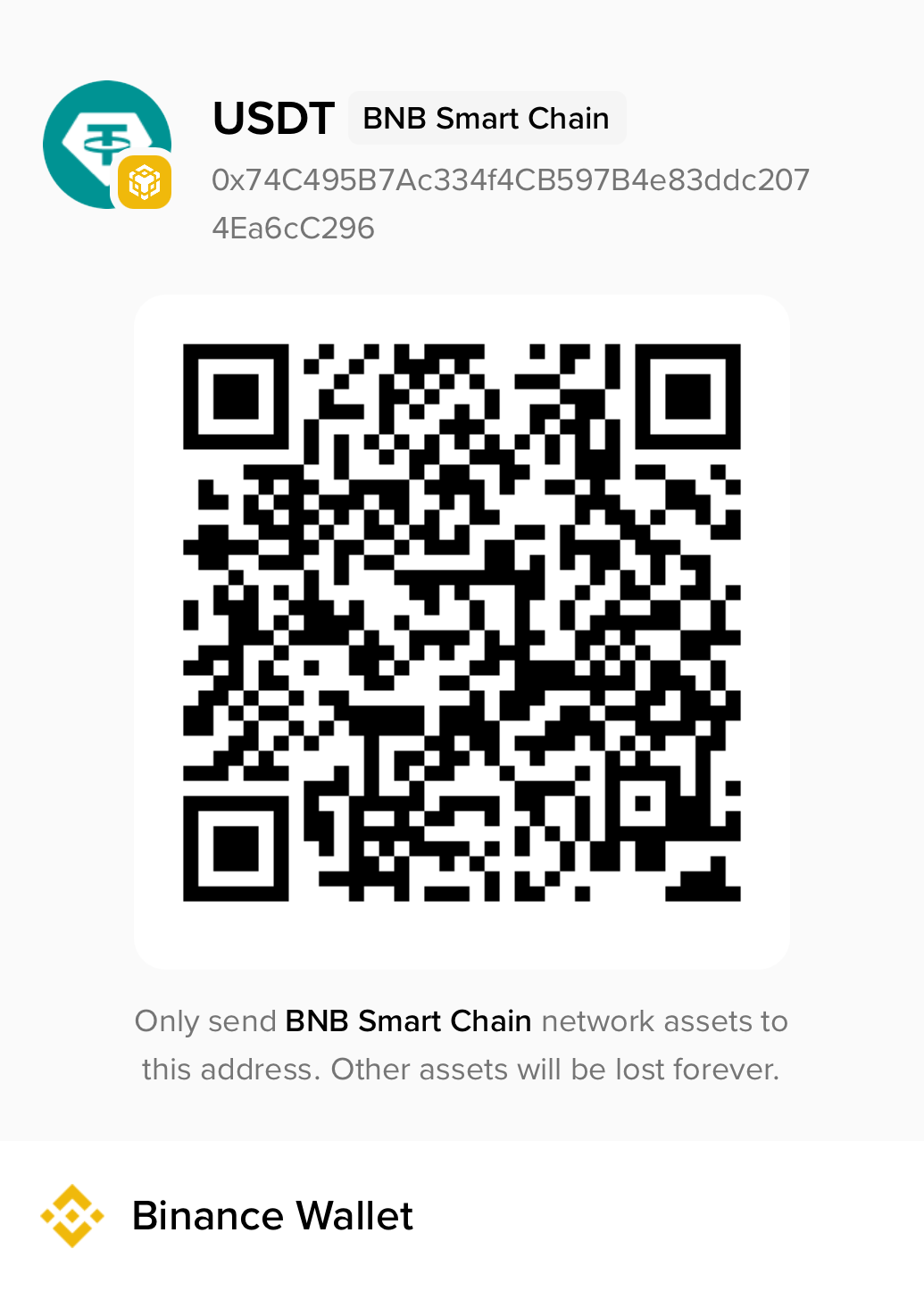 USDT wallet QR code on the BNB Smart Chain network to support Söz